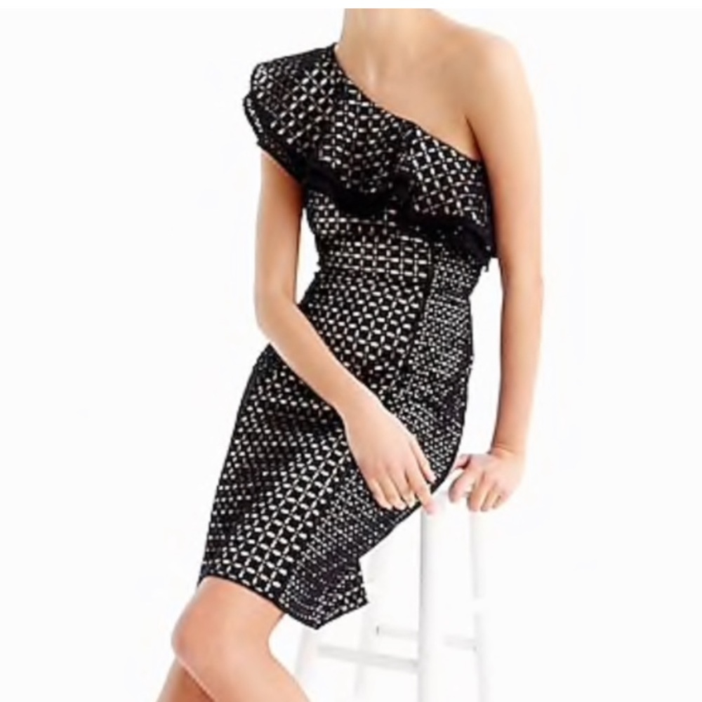 Jcrew eyelet one shoulder dress